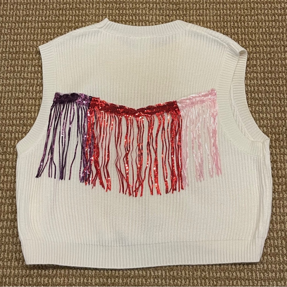 QUEEN OF SPARKLES White Sweater with Purple and Red Text - Picture 9 of 9